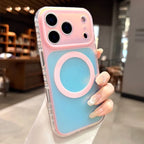 Luxury Laser Aurora Gradient For Magsafe Phone Case For iPhone 18 15 16 17 Pro Max Magnetic Wireless Charging Hard Bumper Cover