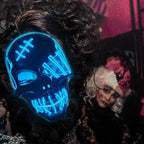 Evil Skull Mask Halloween Carnival Masquerade Haunted House Scary Decoration Cosplay Skeleton Scary Theme Party Light Up Mask