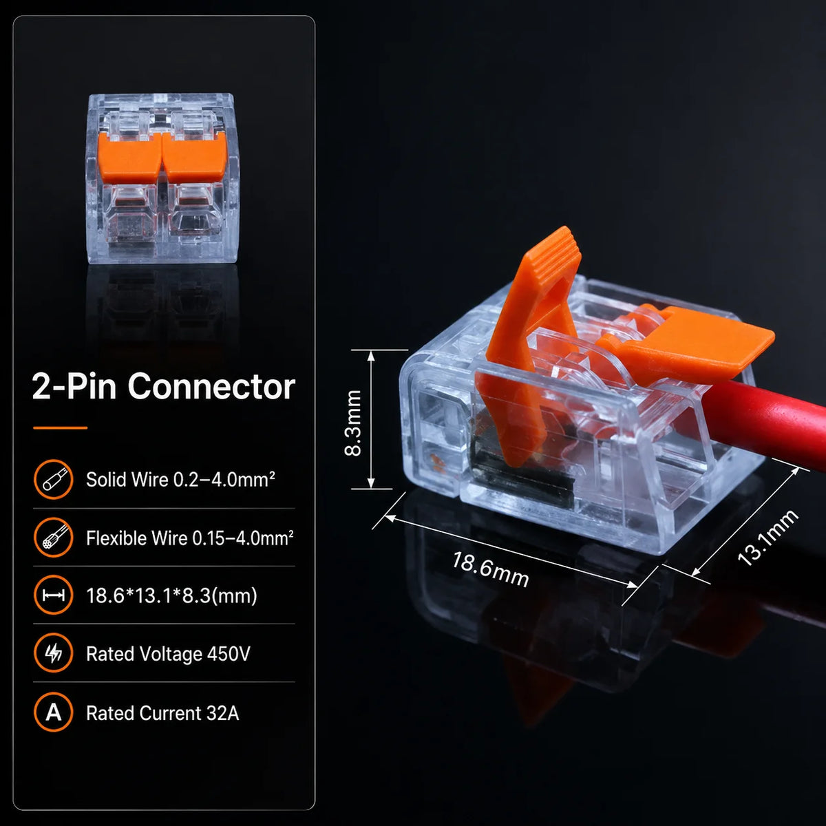 10-75PCS Electrical Lever Wire Connector 2/3/4/5 Port Quick Wiring Terminal Compact Cable Splicing Connector DIY Kit 450V/32A