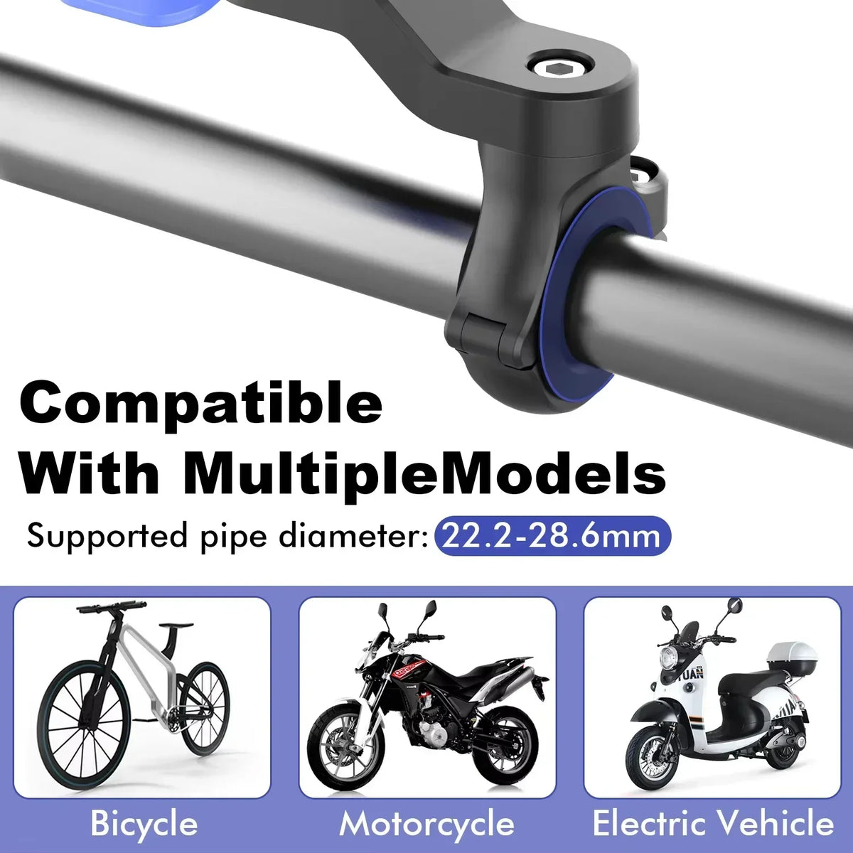 1set Motorcycle, Bicycle Handle, Mobile Phone Holder, Detachable 360 ° Rotating Shock-absorbing Mobile Phone Holder