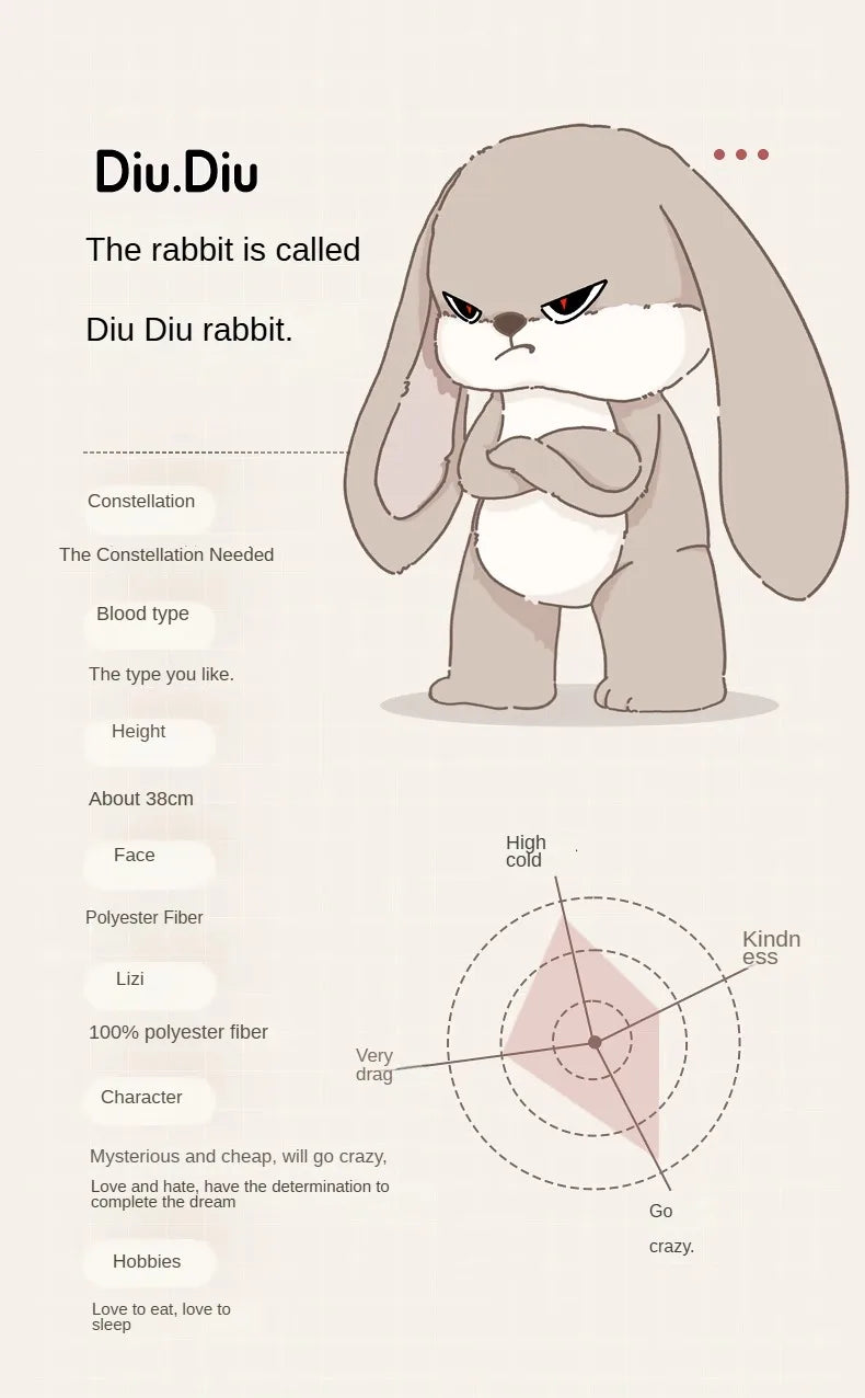35cm Angry Rabbit Plush Toy Cute Long Eared Rabbit Stuffed Animals Soft Plush Children Gifts Doll Room Decor Birthday Gifts