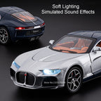 1:32 Atlantic Tourbillon Car Model Alloy Diecast Toys Doors Opened Sound Light Pull Back Miniature Models Office Table Ornaments
