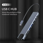 NEW USB C Hub 8In1 7In1 Type C Docking Station with USB3.0/2.0 HDMI SD/TF Card Reader PD Fast Charge for MacBook Notebook Laptop