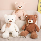 New Soft Bear Plush Toys White Pink Brown Bear Super Cute Huggable Pillow Stuffed Cartoon Animal Cushion Children Birthday Gift