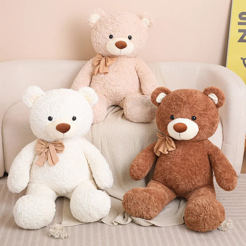 New Soft Bear Plush Toys White Pink Brown Bear Super Cute Huggable Pillow Stuffed Cartoon Animal Cushion Children Birthday Gift