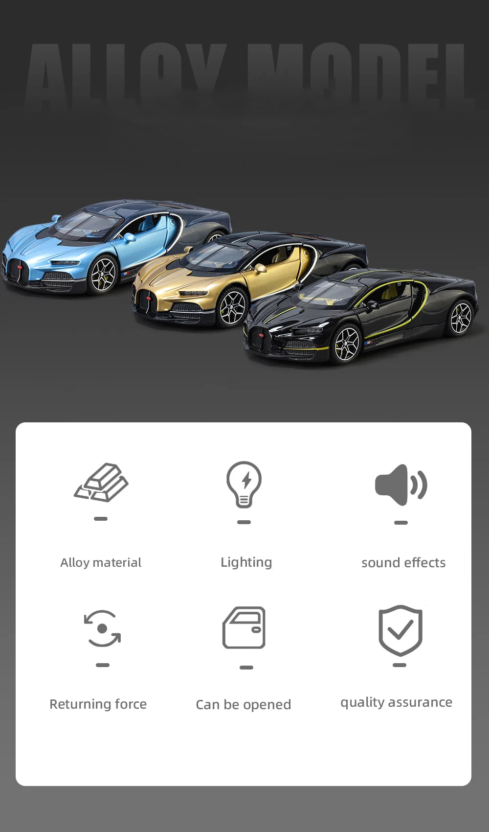 1:32 Bugatti Tourbillon V16 Supercar Alloy Metal Diecast Model Car Children's Toys Mini GT Collection Hobbies Birthday Gifts Boy
