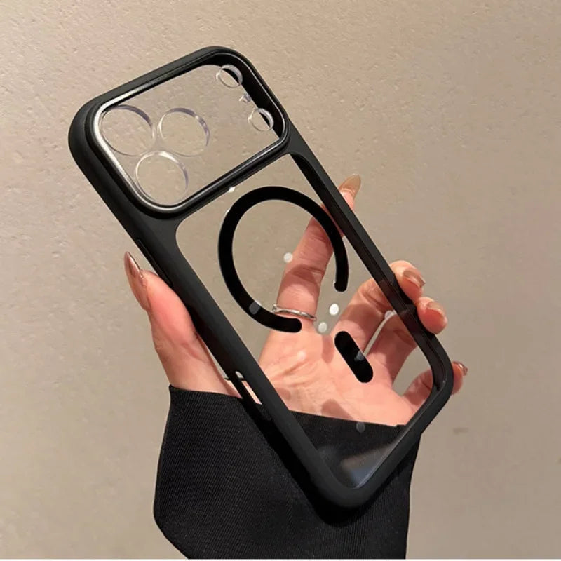 Transparent Defender For Magsafe Case for iPhone 18 17 16 15 14 13 Pro Max Camera AI Touch Control Wireless Charge Acrylic Cover