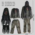 Kids & Adults Zombie Cosplay Costume, Scary Horror Bloody Skeleton  Outfit with Mask Gloves, Halloween Carnival Fancy Dress