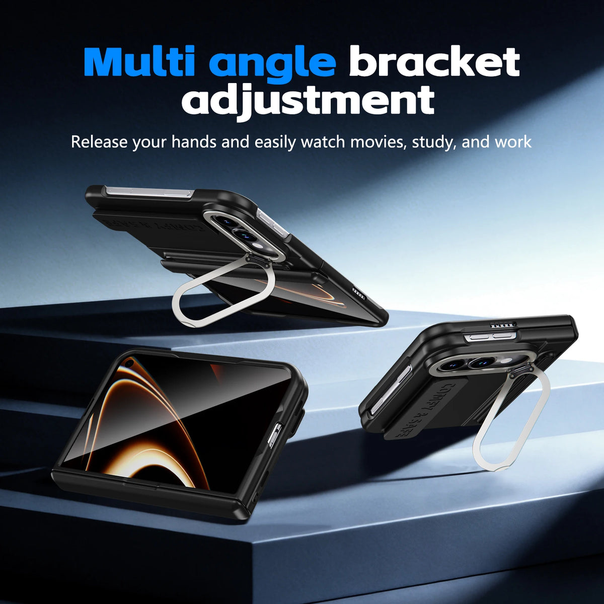 For Apple iPhone Duo Case With Stylus Pen Holder Stylus Screen Protector Camera Stand Wristband Hinge Protection Phone Cover