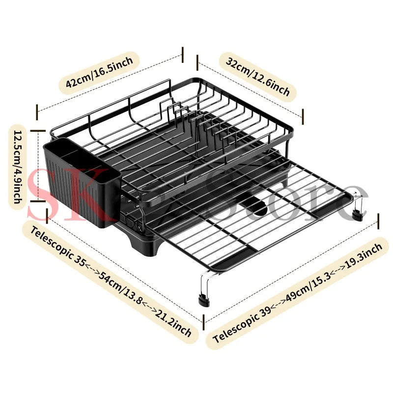 Kitchen countertop rack, household retractable dishes, chopsticks, dishes, cutlery, kitchen storage rack