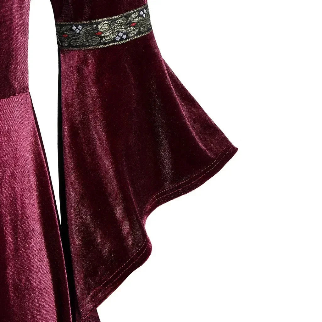 Halloween Women Dress Costumes For Women Long Sleeve Medieval Cosplay Vintage Vampire Witch Victorian Gothi Bandage Dress