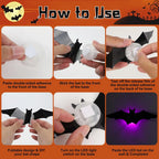 Halloween 3D Bat LED Night Light Wall Decal Self-adhesive LED Wall Decor Lamp Light Up Flashing Modes for Party Indoor Decor