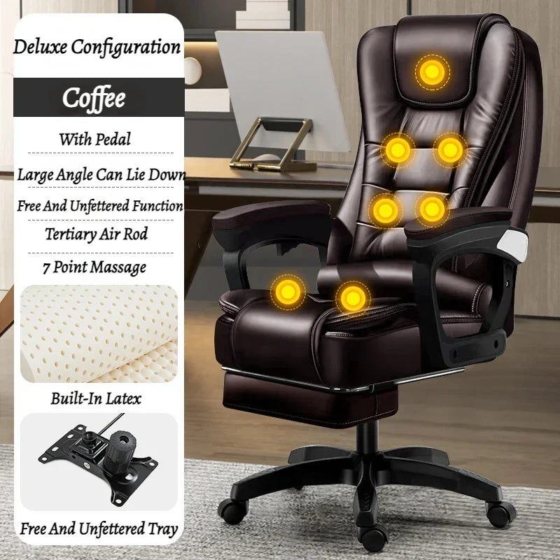 Leather Executive Office Chair Gaming Adjustable Modern Ergonomic Chair Mobile Massage Designer Silla Oficina Salon Furniture