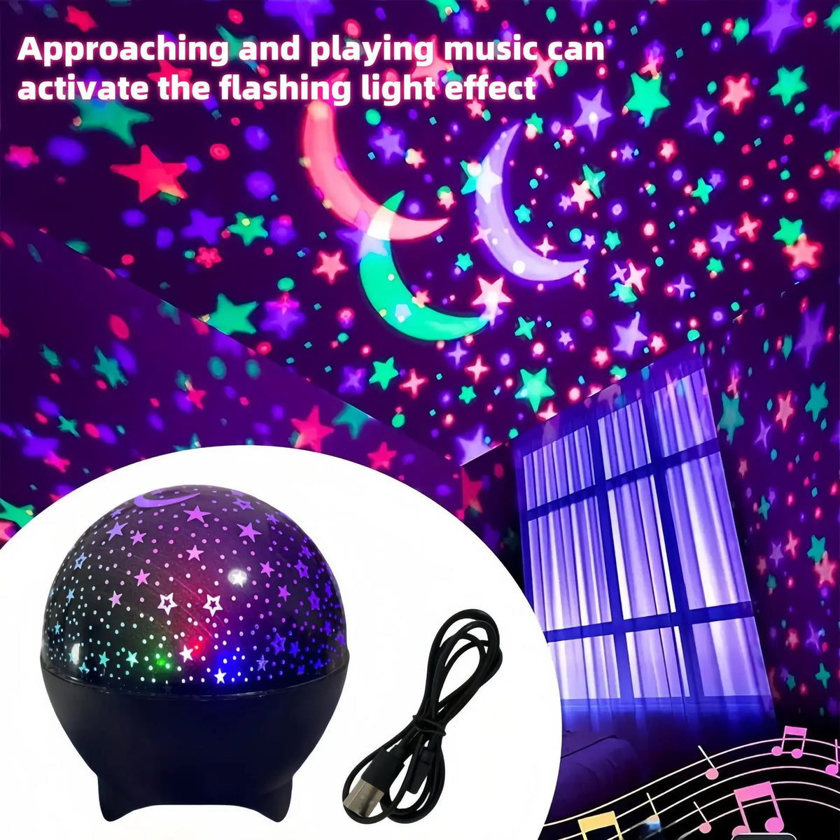 LED Night Light Starry Sky Galaxy Moon Projector Light Auto Color Changing USB 5V RGB Ambient Light for Kids Room Birthday Party