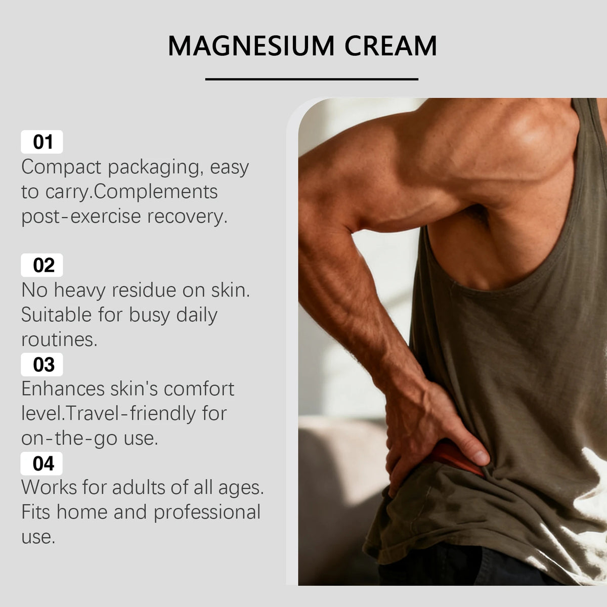 Magnesium Cream for Muscle & Nerve-Relief Moisturizing Body Massage Cream Fast Absorption Support Body Relief Daily Care