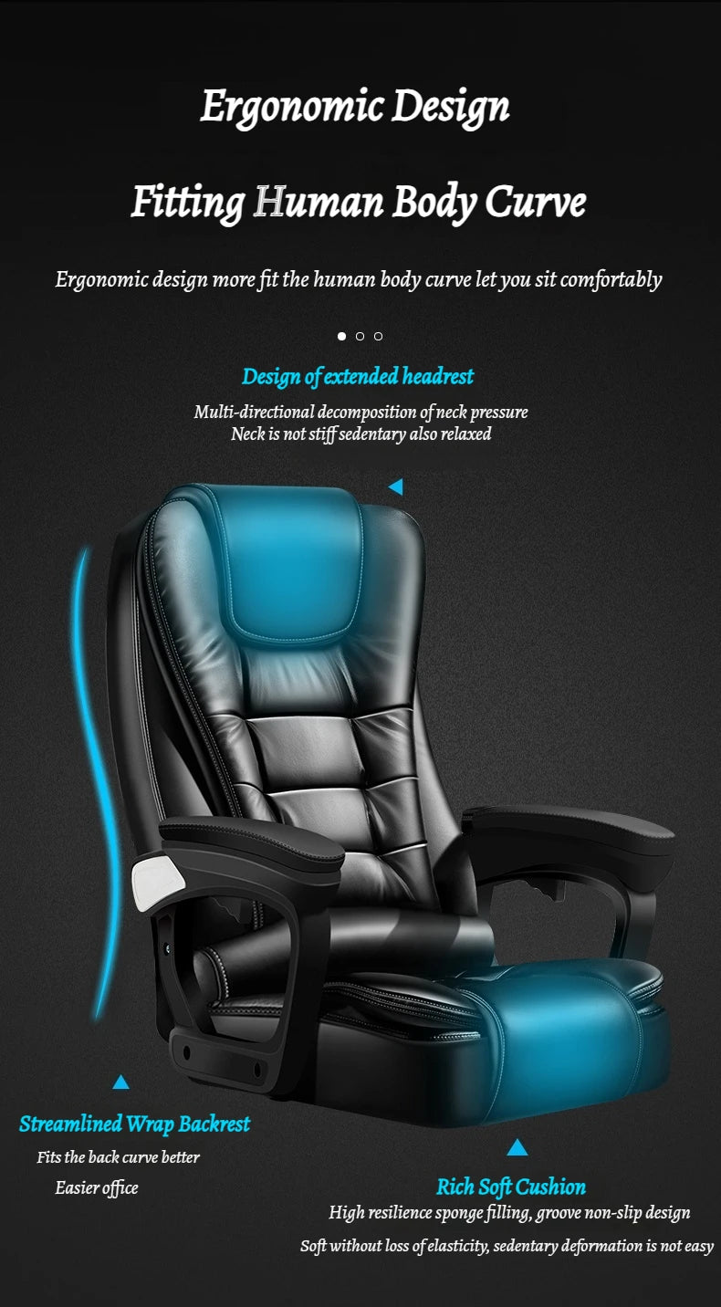 Leather Executive Office Chair Gaming Adjustable Modern Ergonomic Chair Mobile Massage Designer Silla Oficina Salon Furniture