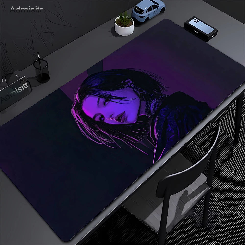 Anime Girl Purple Cute Mouse Pad XXL Laptop Gamer Cabinet Keyboard Rug Computer Kawaii Desk Mat Non-slip Large Mousepad 90x40cm
