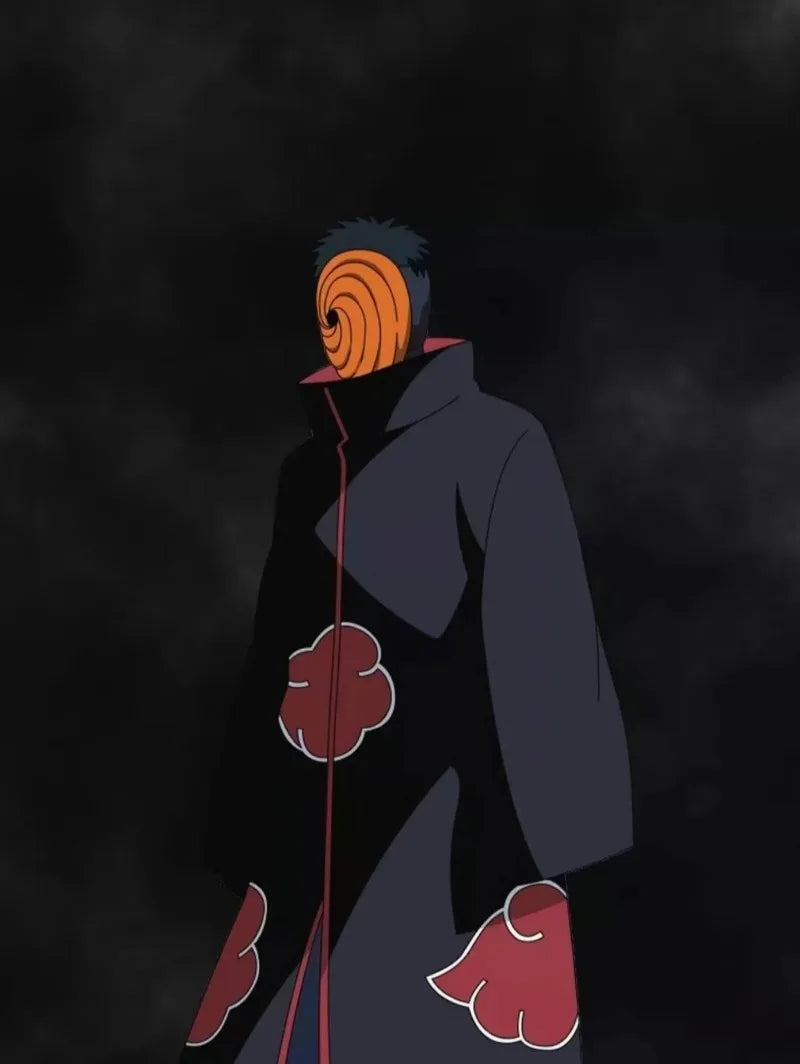 Naruto Akatsuki Tobi Cosplay Full Set: Obito Uchiha Costume with Coat, Mask, Shoes & Jade Ring – Perfect for Cosplay Events