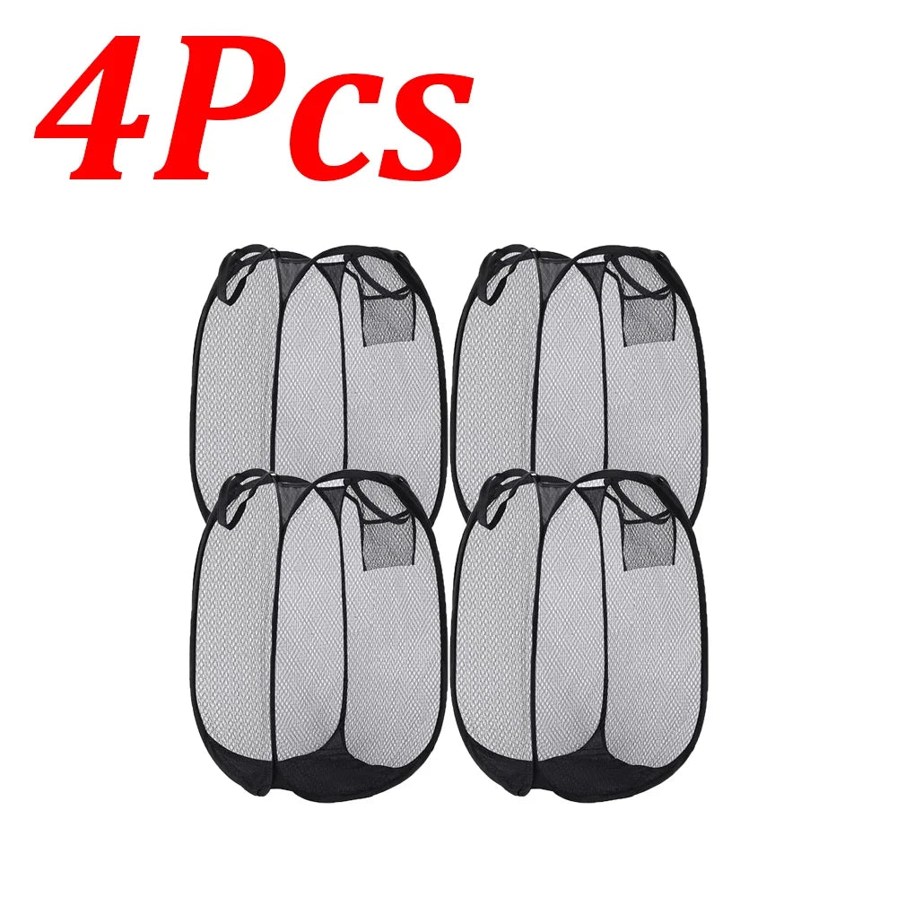 1-10Pcs Collapsible Laundry Basket Dirty Clothes Mesh Pop Up Hamper Storage Basket Toy Storage Bag for Home Bathroom Dorm Travel