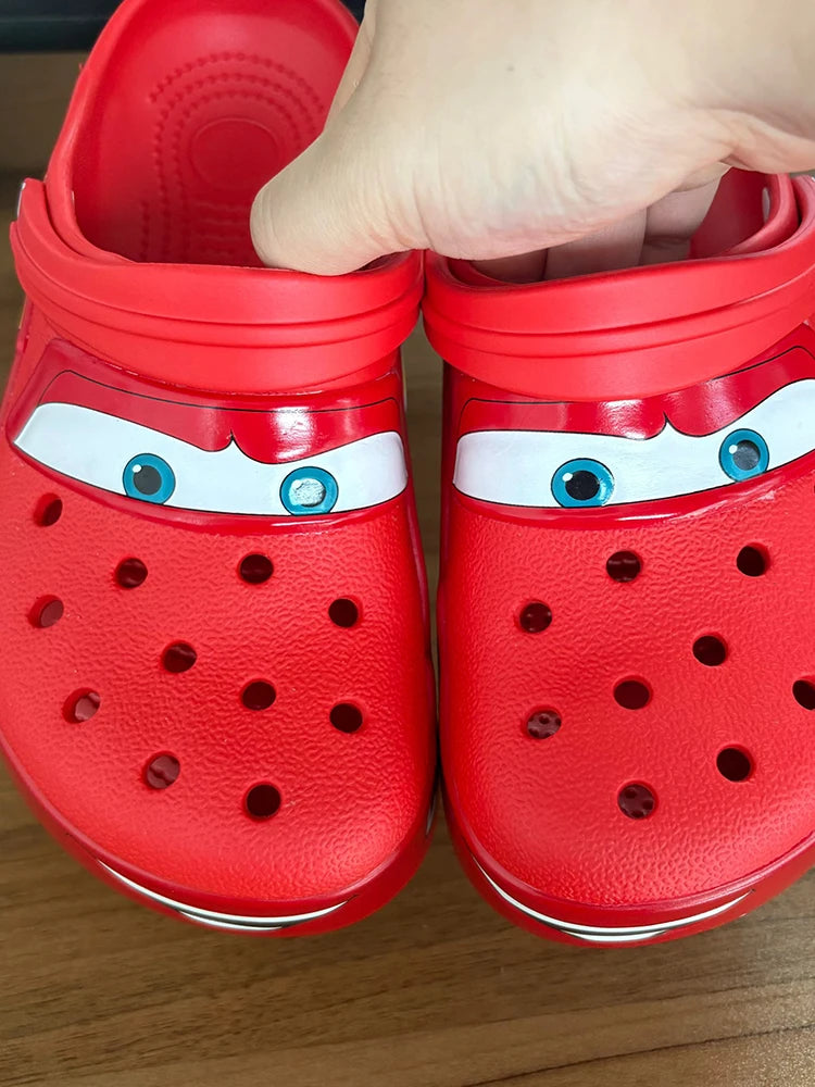 Lightninged 95 Cars Adults Hole Slippers Cartoon Solid Waterproof Slippers Outdoor Beach Sandals Breathable Eva Shoes