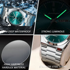 POEDAGAR Luxury Men's Watches Waterproof Luminous Date Week Men Watch Stainless Steel Casual Fashion Quartz Man Wristwatch Reloj