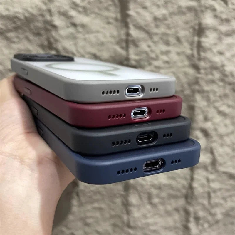 Matte Magnetic Original Phone Case For iPhone 18 Air 17 16 15 14 12 11 13 Pro Max 16e Plus For Magsafe Wireless Charging Cover