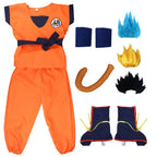 Adult Kids Son Goku Gui Carnival Cosplay Anime Costumes Halloween parties and Holiday Including Tail Wrist Wig Blue Gold Design