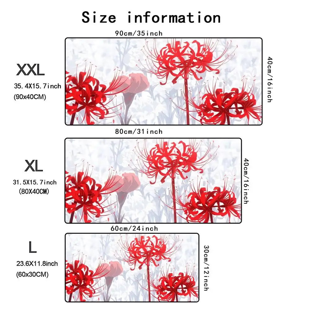 Accessories Long Mousepad Red Spider Lily Mouse Pad XXL Desktop Keyboard Table Pads Large Game Rubber Anti-slip DeskMat Computer