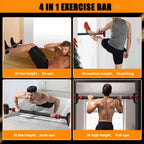 Adjustable Doorway Pull Up Bar with Level Meter – No-Screw Home Gym Chin Up Bar, 440 lbs Max Load, Anti-Slip Grip – Standard Fit