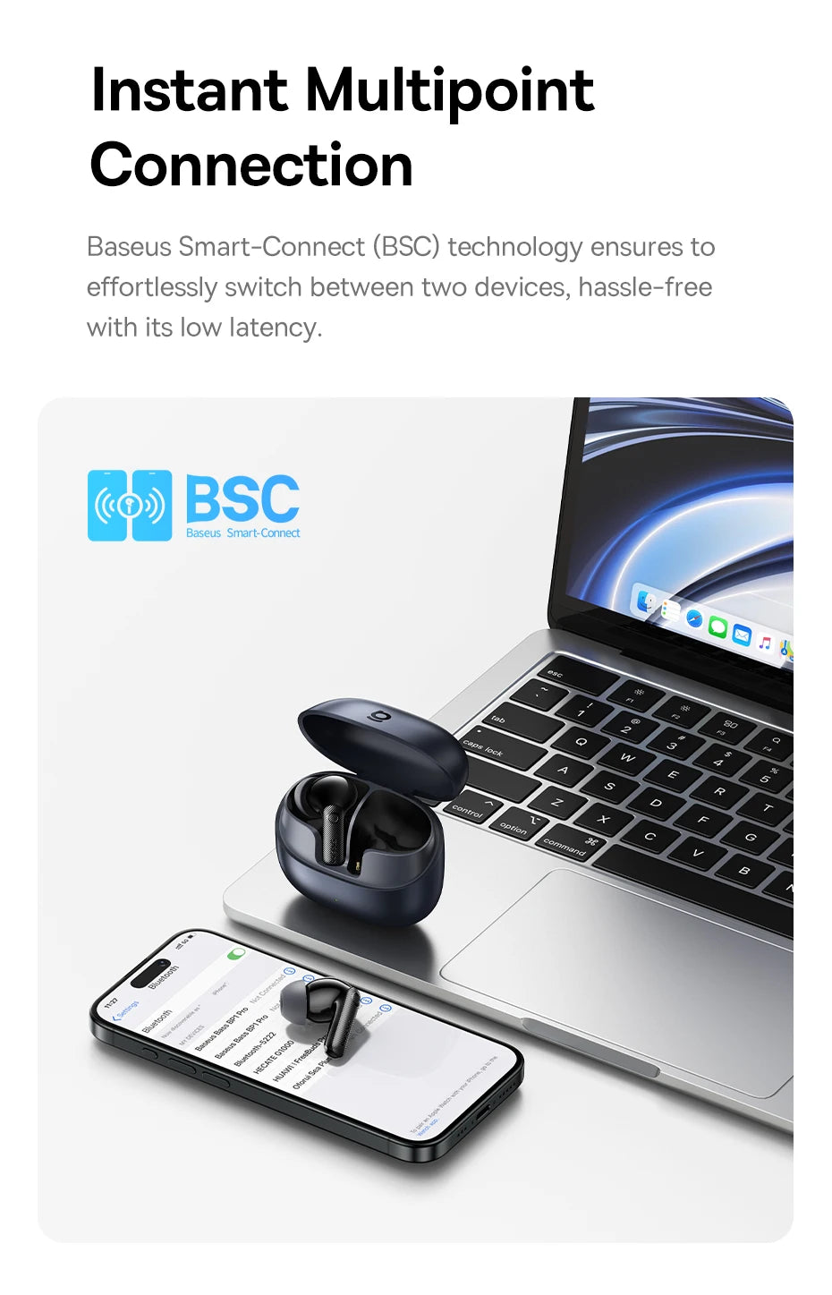 Baseus EP10 Pro ANC Wireless Earbuds Bluetooth 6.0 LDAC Hi Res IP55 12H 55H