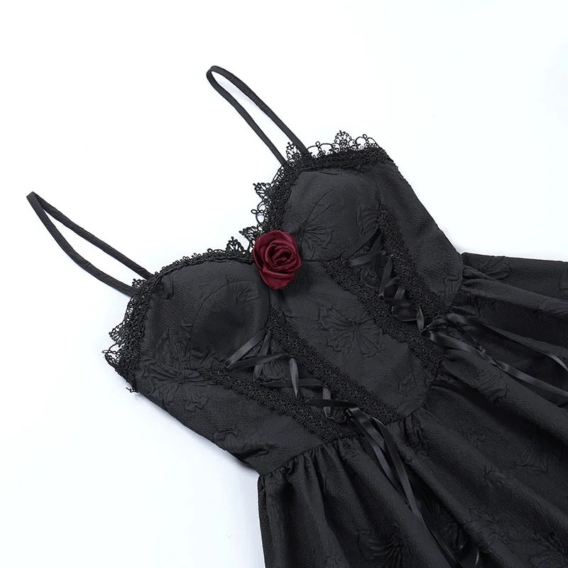 Mall Gothic Emo Jacquard A-line Dresses Goth dress Elegant Grunge Ruched Bandage Partywear Punk Black Women Halloween Club Dress