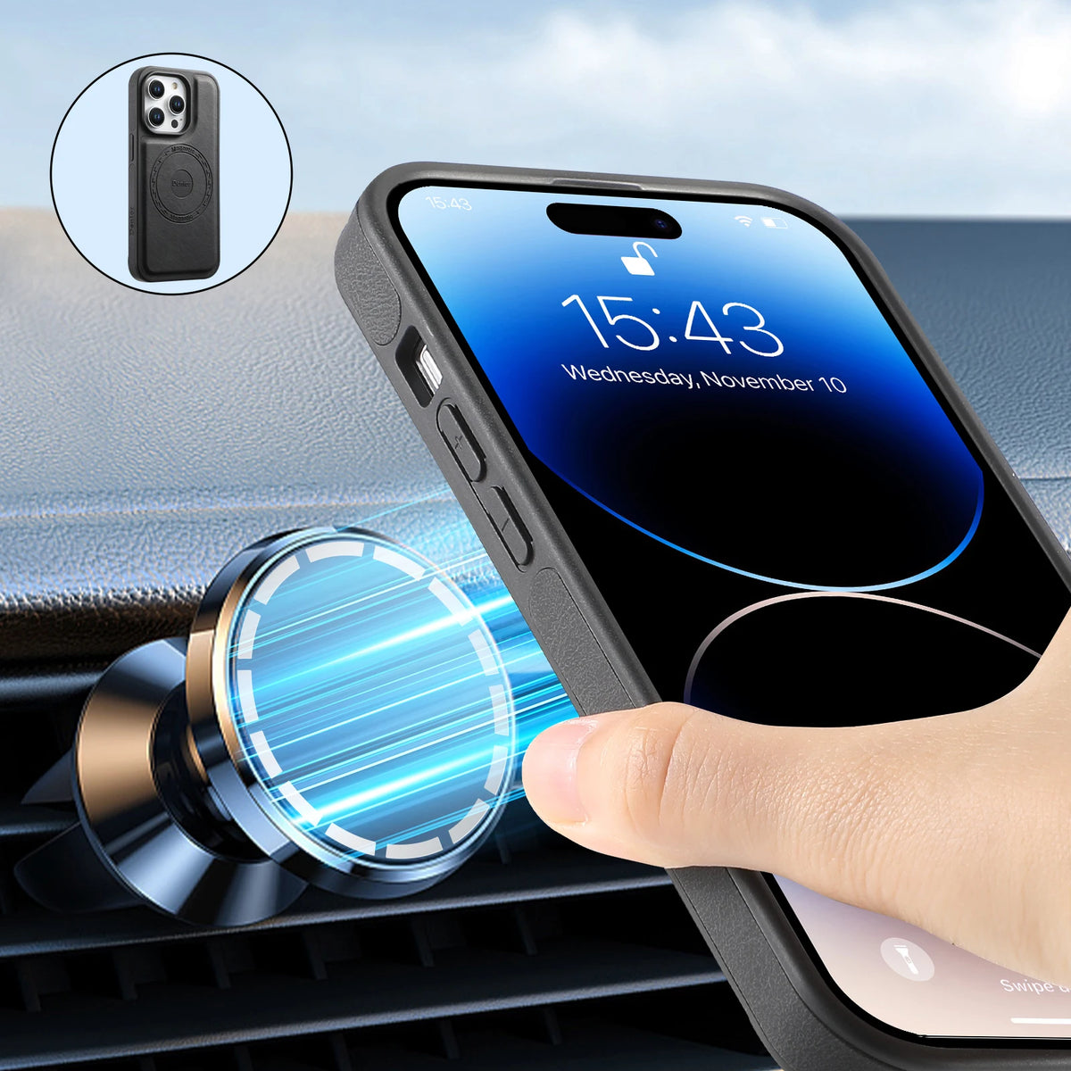 Frosted Faux Leather Magnetic Wireless Charging Case for iPhone 17 Pro Max