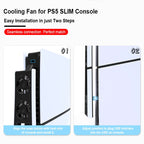 Gaming Cooler Fan Efficient Cooling System with LED Light Noise Reduction for PS5 Slim Cooling Fan Disc and Digital Console