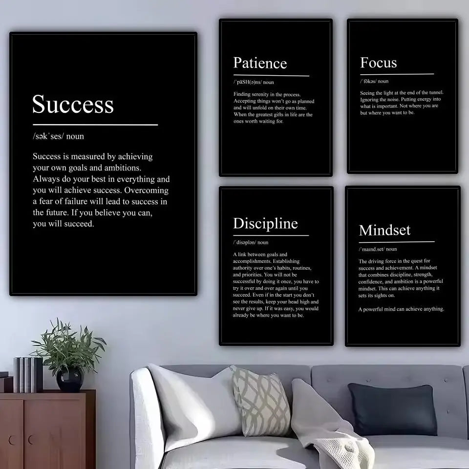 Discipline Motivational Terms Poster Modern and Elegant Wall Stickers for Home Decor Living Room Dormitory Wall Art