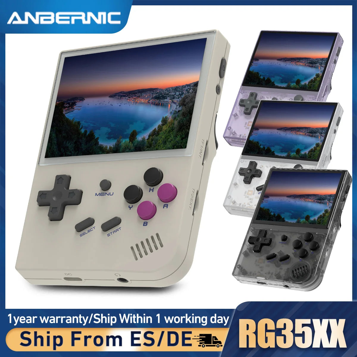 ANBERNIC RG35XX 2024 Retro Handheld Game Console Linux System HD TV Output 3.5 Inch IPS Screen 64G TF Card 5000+ Games 2600mA