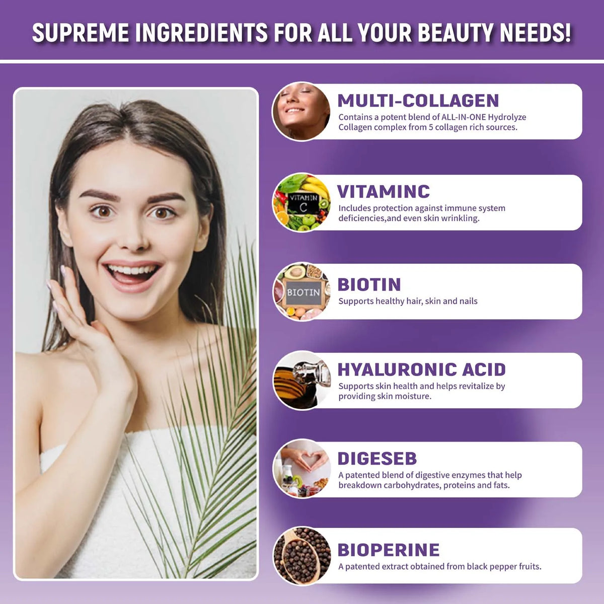 Collagen Complex Gummies, with Biotin & Vitamin C, Supports Skin, Hair, Nail, Joint Wellness, Gut Health & Digestion, Anti-Aging