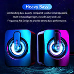 USB Wired PC Speakers | HIFI Stereo Sound, Built-in Mic, LED Light for Desktop