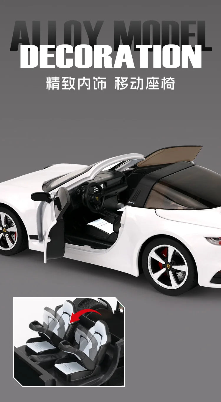1:32 911 Targa 4S Sports Car Alloy Car Model Simulated Children's Toy Collection Ornaments for Boys Gifts