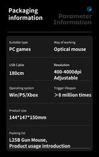 CYLIEX L25B Gun Mouse FPS Game Pistol Handle Grip Wired Gaming Mouse Peripherals Pc Custom Gamer Accessories Shooting Mice