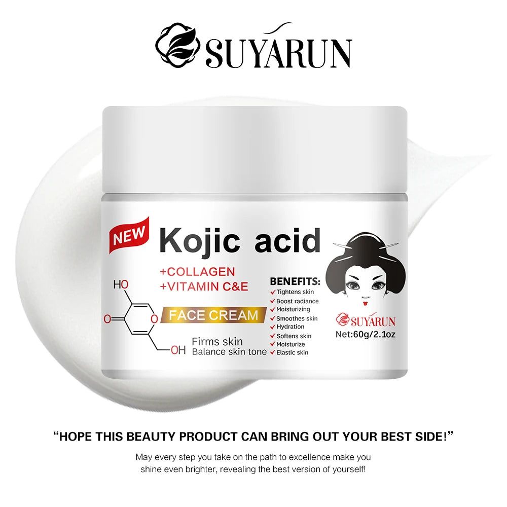 SUYARUN Propolis Vitamin E Kojic Acid Cream - Brightening, Moisturizing, Anti-Aging, Dark Spot Removal, All Skin Types.
