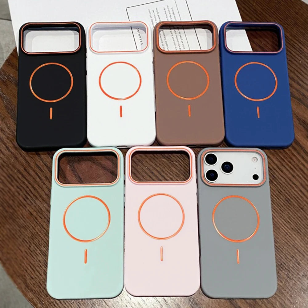Luxury For Magsafe Silicone Phone Case For iPhone 11 12 13 14 15 16 17 18 Pro Max Magnetic Wireless Charging Back Case Cover