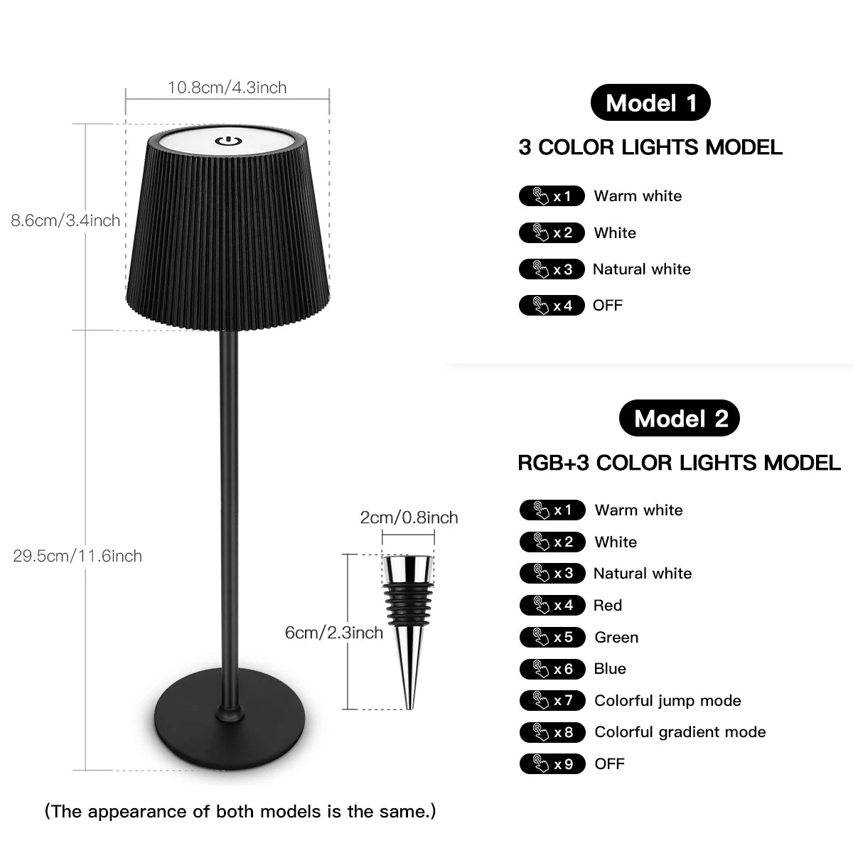 Dual Purpose Wine Bottle Vases Base Rechargeable LED Table Lamp Touch Dimmable Bedside Dinner Night Light Decor Study Desk Lamp
