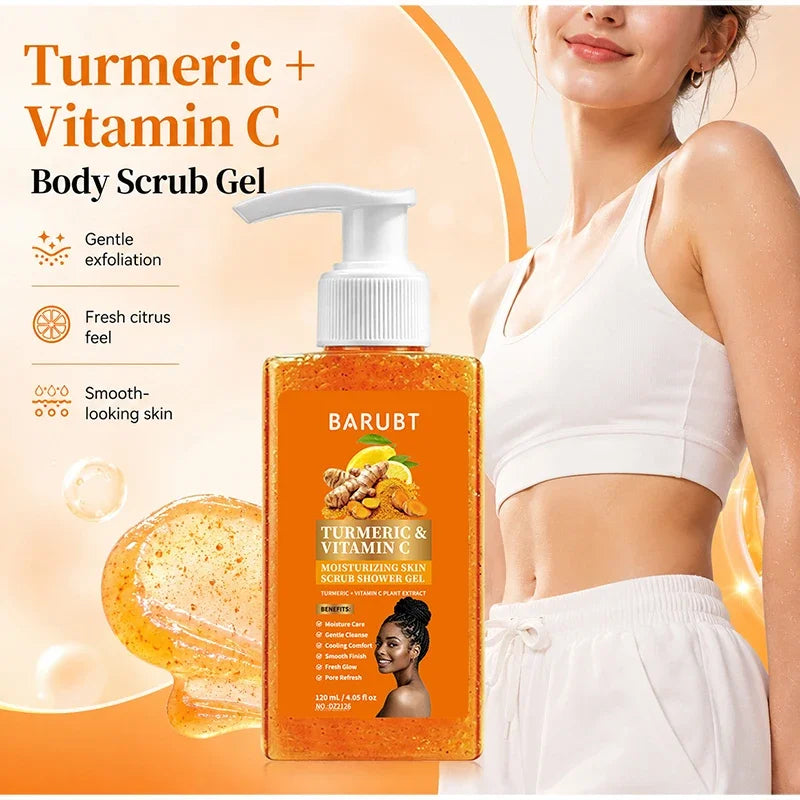 Turmeric Orange Vitamin C Body Wash Fresh Fragrance Shower Gel Moisturizing Brightening Exfoliating Deep Cleaning Smooth Skin