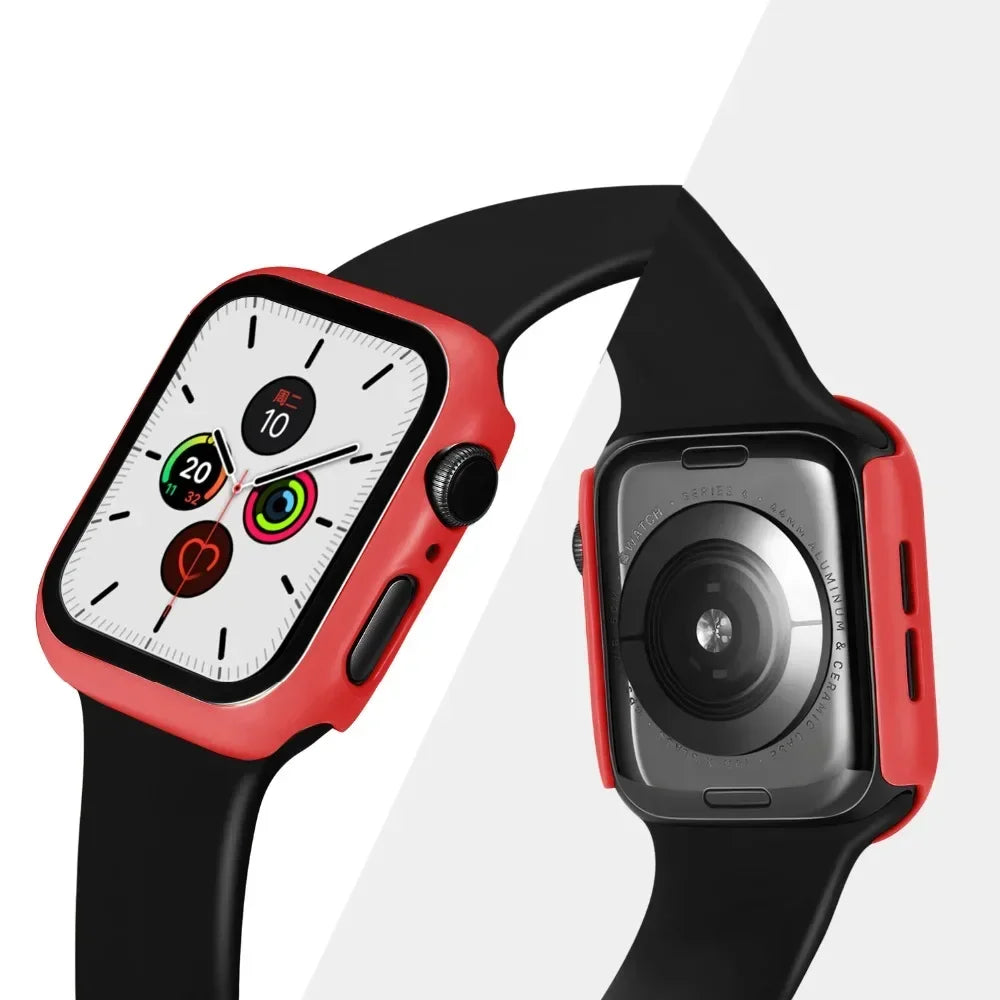 Tempered Glass+cover For Apple Watch Case Accessories 45mm 41mm 44mm 40mm 42mm Screen Protector Apple watch serie 9 4 5 6 SE 7 8