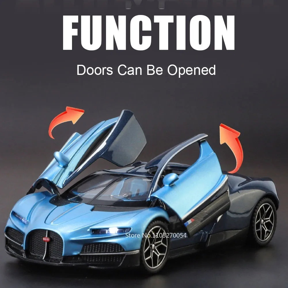 1:32 Atlantic Tourbillon Car Model Alloy Diecast Toys Doors Opened Sound Light Pull Back Miniature Models Office Table Ornaments