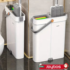 Joybos Ultra-Slim Flat Mop and Bucket System, Hands-Free Wash & Dry Floor Mop Set with 2 Microfiber Pads, 360° Swivel Mop with Squeegee Edge for Hardwood Tile Laminate