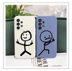 Line Cute Man Case For Samsung Galaxy A73 A53 A33 A23 A13 A03 A72 A52 A52S A32 A22 A12 A02 A02S A71 A51 A31 A21S 4G 5G Cover