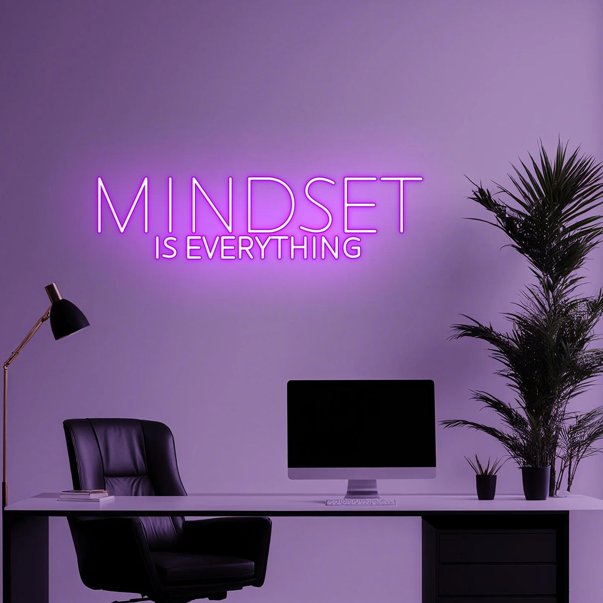 Mindset Is Everything Neon Sign , Motivational LED Wall Light ,Inspirational Quote Wall Decor for Office, Gym Home Decor
