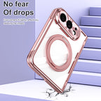 For iPhone Duo Transparent Magnetic Case For MagSafe 360° Rotating Bracket Hinge Protection Cover With Tempered Glass Film