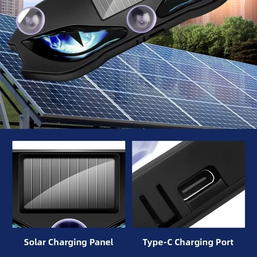 KEVANLY Solar Power Car Demon Eye Light Cool Flashing Warning Light Dynamic Safety Vehicle Signal Lights Universal